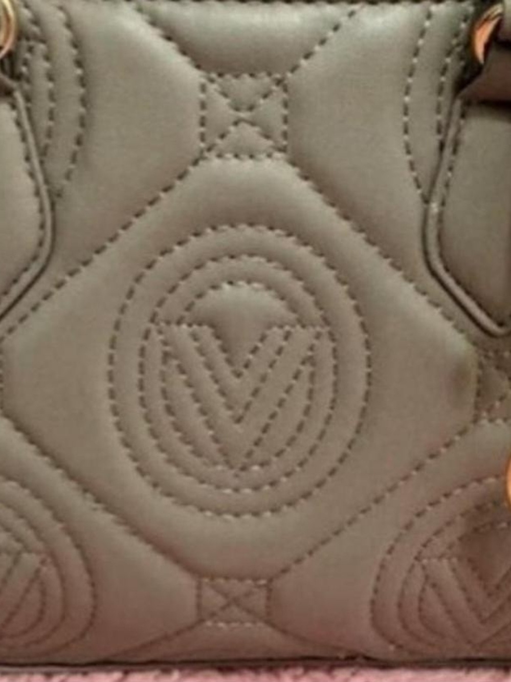 Valentino Orlandi Quilted Tote in Grey with Gold Hardware